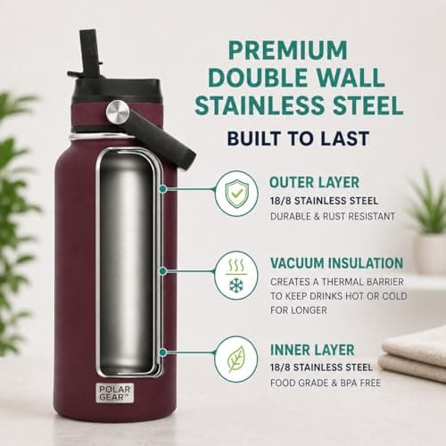 Polar Gear Insulated Water Bottle with Flip Straw - 800ml Wine — view 4