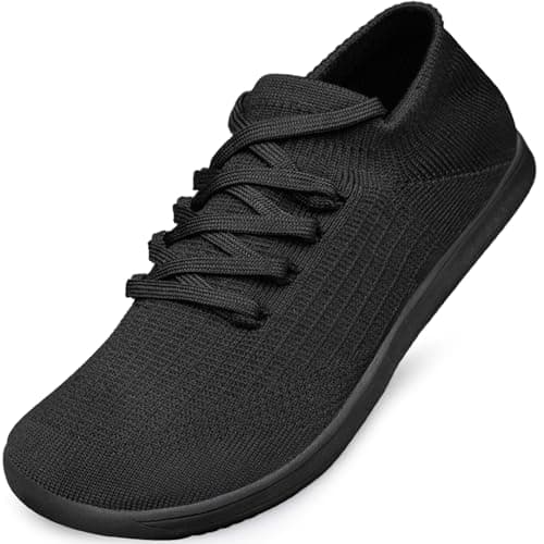 Raoendis Wide Barefoot Shoes for Women Zero Drop Trainers, Wide Toe Box Sneakers Minimalist Running Shoes Comfortable Lightweight Black Size 8.5
