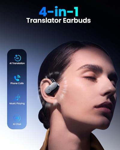 AI Translation Earbuds, Real-Time Translator Earphones with 164 Languages, Bluetooth 6.0 Open Ear Wireless Headphones, Translation/Music/Calls, Long Battery Life for Travel, Business & Learning — view 6