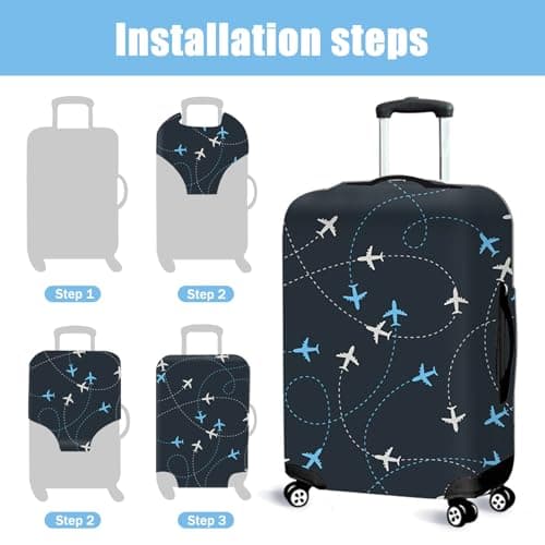 DAVBNM Luggage Cover, Travel Suitcase Covers with Zipper, Elastic Suitcase Protective Cover, Washable Dustproof Trolley Case Protector Fit 26-28 Inch (L) — view 4