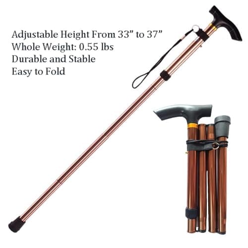 Foldable Walking Sticks - Foldable Walking Stick With Adjustable Height - Collapsible And Lightweight - Soft Ergonomic Handle For Comfortable Grip For Men,Women,Mobility Aid (Khaki) — view 3