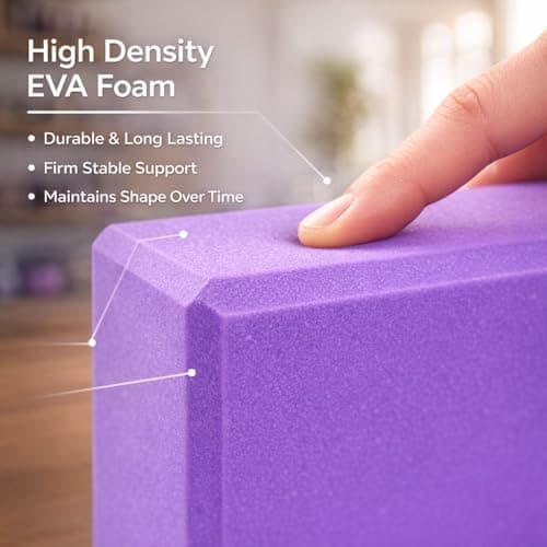 2 Pack Yoga Blocks High Density EVA Foam Non Slip Gym Bricks for Pilates Stretching Balance and Home Fitness Exercise (Purple) — view 5