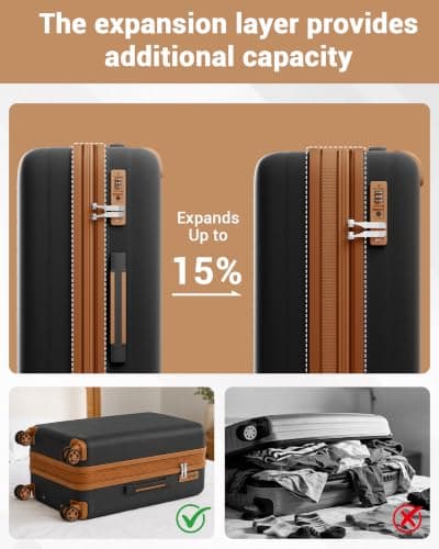 Kono Expandable Medium 24" Hard Shell Suitcase with Cup Holder — view 3