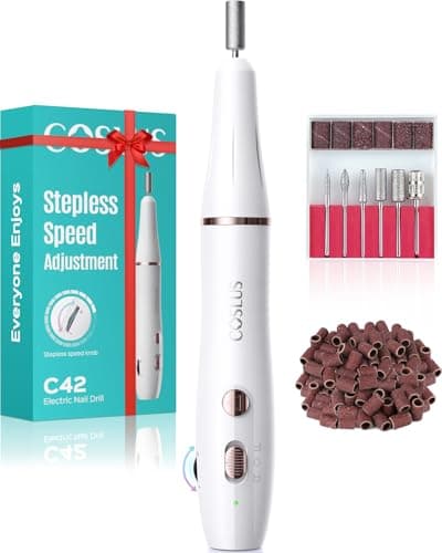 COSLUS C42 Cordless Nail Drill File with Precise Speed Control,White