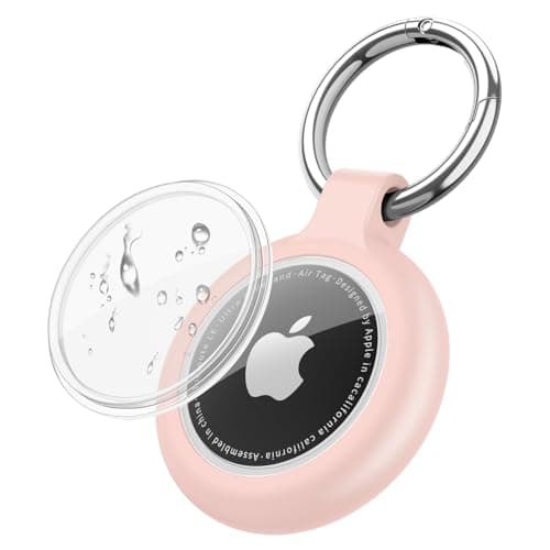 Keyring for AirTag Holder, Apple Airtag Keyring, Thick Silicone Air Tag Protective Case compatible with Apple Air tag for Wallet, Dog Collar, Luggage, Keys (Pink)