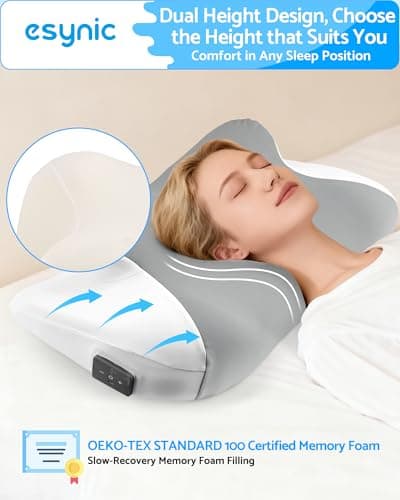eSynic Memory Foam Pillow with White Sound Bone Conduction 11cm/13cm High — view 4
