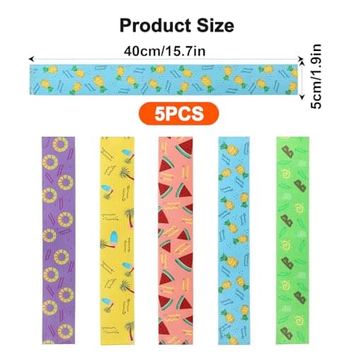 5 Pcs Beach Towel Bands for Sun Loungers, Elastic Towel Craber for Beach Chair, Non-Slip Chair Towel Holders for Pool, Cruise Deck, Travel, Chair Bands (5 Styles,30x5cm) — view 2