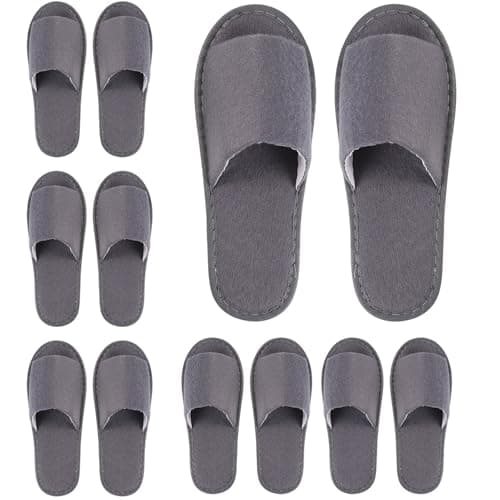kuou Disposable Spa Slippers,6 Pairs Hotel Guest Slippers Grey Open Toes