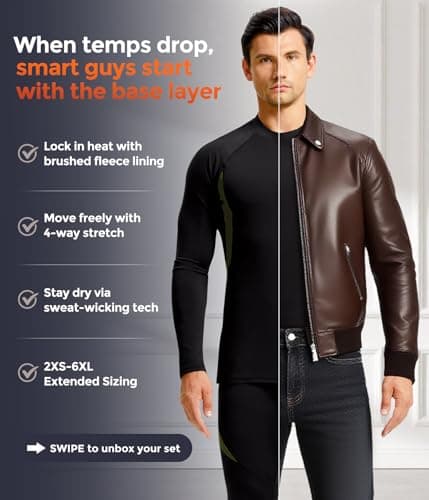 Men's Thermal Underwear Base Layer Long Johns For Sport Black Midweight XS — view 4
