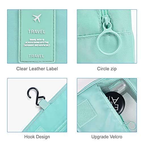 Hanging Travel Toiletry Bag,Wash Bag Portable Make Up Bag for Women,Large Capacity Cosmetic Bag Perfect for Travel/Daily Use（Sky Blue） — view 6