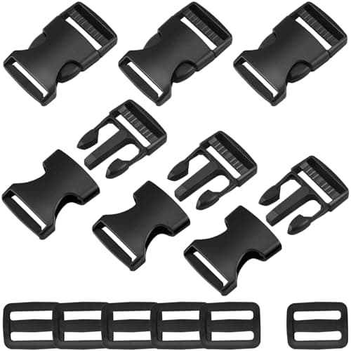 Lunhoo Plastic Buckle Clips, Side Release Buckles & Tri-Glide Sliders, 25mm/1" Belt Clip, Webbing Buckle for Rucksack, Outdoor Backpack, Hat, Luggage Fastening, Pet Harness/Lead, 6 Sets