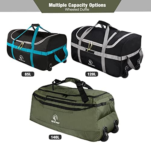 REDCAMP 140L Large Holdall with Wheels, Foldable Wheeled Duffle Bag,Green — view 6