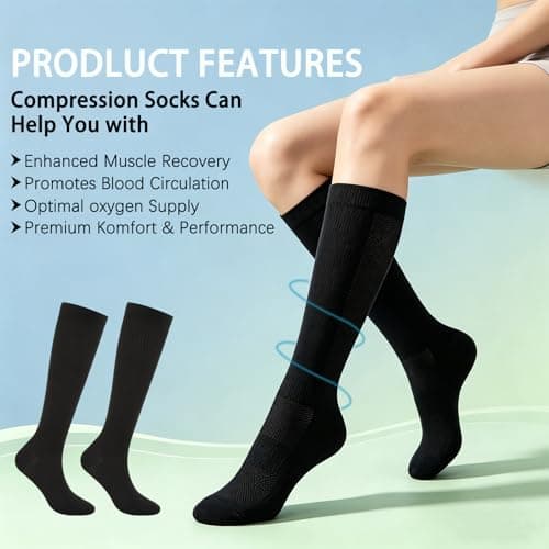 YANJINGSHE 3 Pairs Compression Socks for Women – 20-30mmHg Graduated Compression Knee High – for Nurses, Flying & Long Standing – Relieve Swelling & Varicose Veins – Black — view 4
