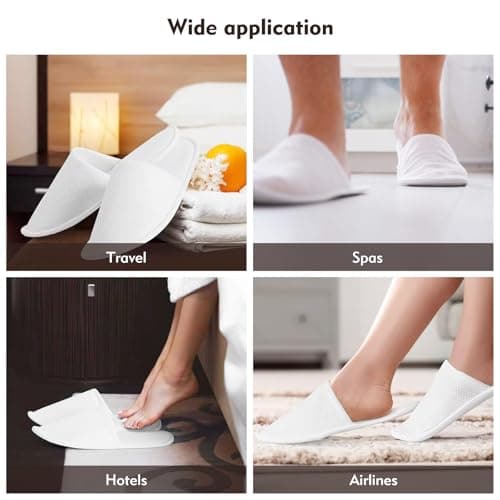 LTMMC 2 Pairs Disposable Slippers, Indoor Slippers Guests White Slippers — view 6