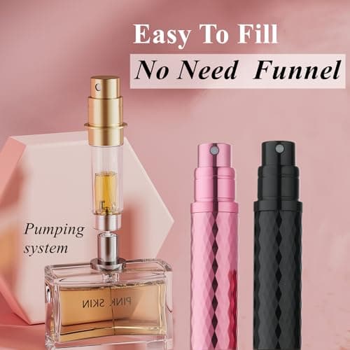 Aurdox Perfume Atomiser, Refillable & Travel Size Perfume Bottle with Bottom Pump, Leaking Proof, Luxurious Diamond Design, Mini Small Spray Bottles for Women and Men, 5ml (Black) — view 2