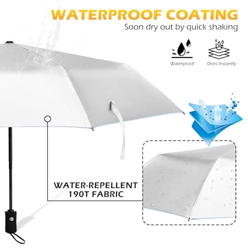 HEXSOLID 46inch Strongest Windproof Travel UV Umbrella Silver/Black — view 3