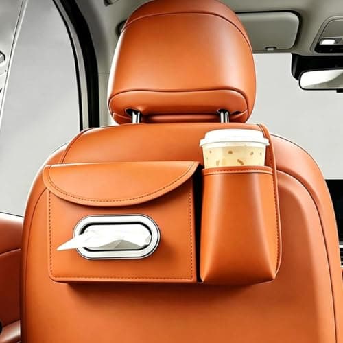 Car Organizer Back Seat Cup Holder Tissue Box PU Leather Storage Bag — view 2