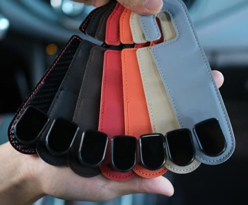 Qirc Auto Hooks, 2 Pcs PU Leather Car Storage Organiser Bag Hooks, Universal Car Back Seat Headrest Hanger for Hang Bag Handbag Grocery Bags (Red) — view 6
