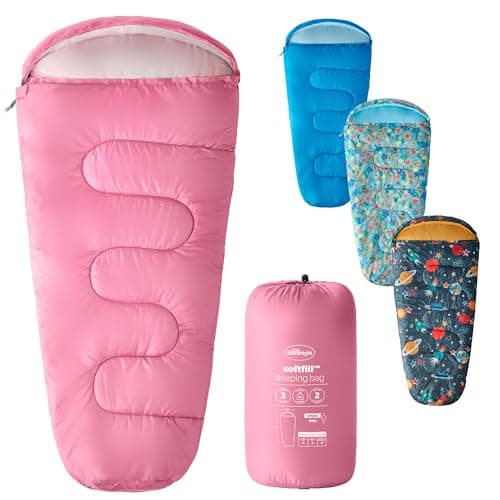 Silentnight Kids Sleeping Bag - Girls Boys 3 Season Mummy Sleeping Bag Ideal for Spring and Summer with Soft Touch Warm Cosy Fabric and Fibres - Machine Washable - 165 x 82cm - Pink