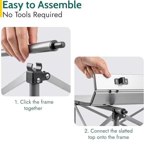 Trail Lightweight Aluminium Camping Table Folding Steel Frame and Roll Up Top with Bag (70cm x 70cm x 70cm) — view 4
