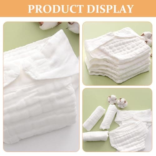 5pcs Reusable Cotton Nappy Insert for Travel and Sleep White M — view 3