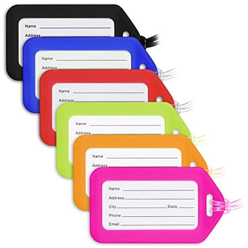 Mifflin - Luggage Tags for Suitcases - Mix, 6 PK - TSA Approved Travel Tags for Luggage - Bulk Baggage Identifier - Suitcase Labels for Airline Travel, Backpack & Cruise Accessories