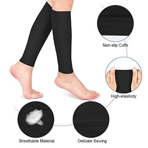 Graduated Calf Compression Sleeves, Medical Footless Compression Socks Men Women Shin Splints Leg Brace 20-30mmHg with Graduated Pressure for Swelling Varicose Veins Calf (Black-XL) — view 5