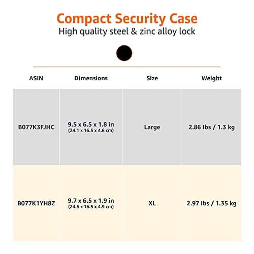 Amazon Basics Portable Security Lock Box Safe with Combination Lock for Documents and Jewelry, XL, Black — view 5