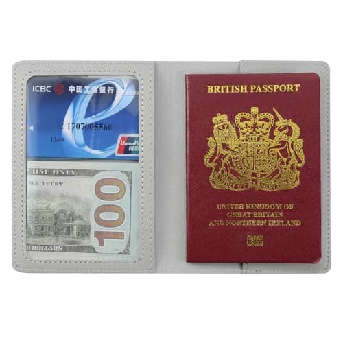 ILIYAH PU Leather Passport Holder Cover for Women Men Credit Cards Boarding Passes Travel Wallet Case(Grey) — view 2