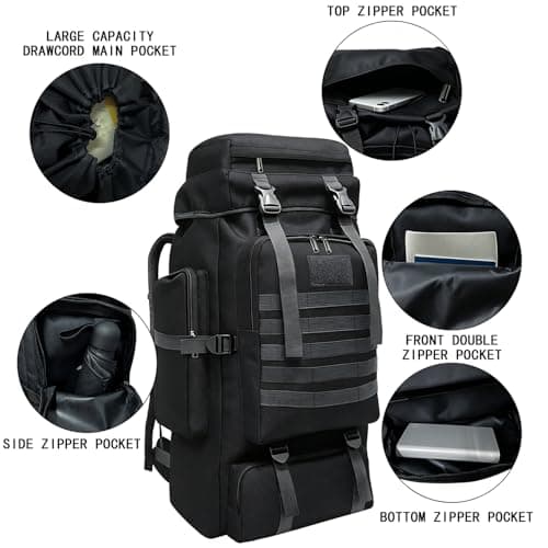 Wesoke 80L 100 liters Camping Hiking Backpack for Men, Extra Large Survival Hunting Backpack, Waterproof Big Molle Military Tactical Rucksack, Oversized Outdoor Sport Travel Daypack — view 5