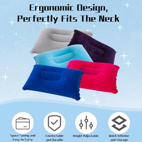 SKJAXF 5 Pack Inflatable Pillows for Adults with 1 Black Storage Bag, Camping Pillow Compact Light Water Resistant, 34x22 cm Blow Up Pillow for Travel, Camping, Beach, and Outdoor Activities — view 4