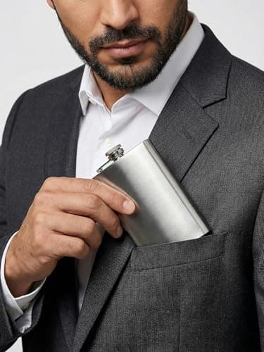 Yikki 2 Pack Hip Flask, 8 Oz Flask Alcohol with Funnel (Silver) — view 4