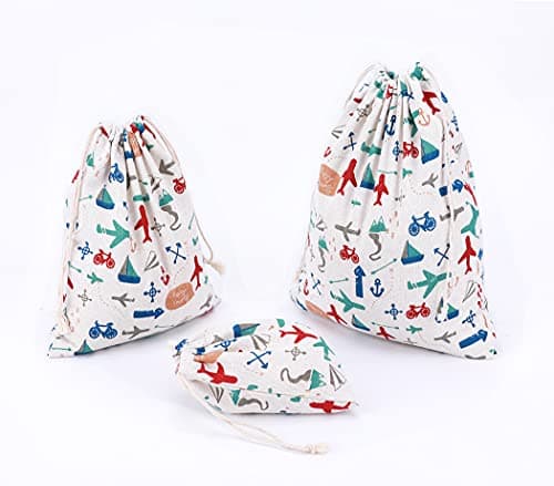 Amoyie Linen Drawstring Bag 3pcs, Kids Storage Bag, Fabric Organiser Pouch — view 6