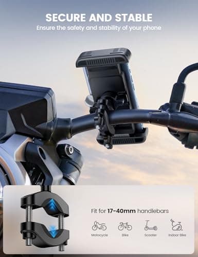 Lamicall Bike Phone Holder Bicycle - 【Foldable Clamp】 Motorbike Phone Holder, Universal Motorcycle Handlebar Clamp Mount for iPhone 17 16 15 14 13 Pro Max Mini Air Samsung S25 Ultra, All Phones - Gray — view 3