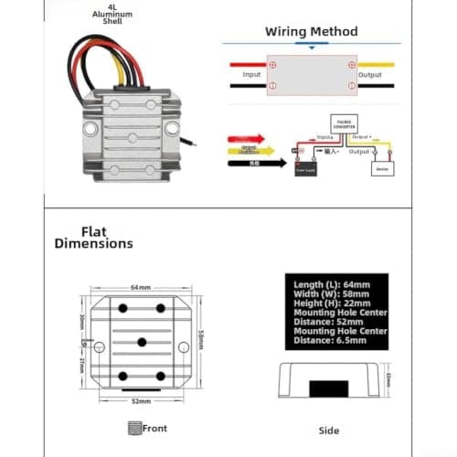 DC DC Boost Converter 12V 24V to 48V 5A Waterproof Power Supply - High Efficiency Voltage Regulator for EV Solar LED Strips CCTV Marine Outdoor Use IP68 Metal Case(48V 1.5A) — view 2