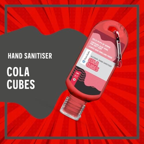 Palm Safe Cola Cubes 60ml Anti Bacterial Premium Hand Sanitiser Travel Size Refillable Clip Bottle Quick Drying Non Sticky Extra Moisturising Kills 99.9% of Viruses and Bacteria — view 4