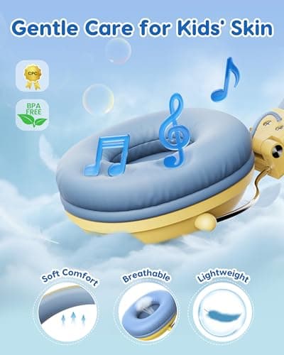 awatrue Kids Headphones, HK05 Headphones for Kids with 74/85db Safe Volume Limited, 135g, 3.5mm jack, Foldable Toddler Headphone for Girls/Yoto//Home/School/Travel/Tablet/Kindle, YellowBlue — view 5
