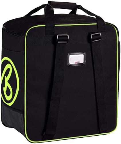 BRUBAKER Super Champion Ski Boot Bag Helmet Bag Backpack with Shoe Compartment - Black/Neon Yellow — view 3
