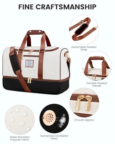 LOVEVOOK Travel Bags for Women, Waterproof Weekend Hospital Overnight Holdall with Toiletry Bag, Gym Yoga Bags with Shoe Compartment & Wet Pocket, Carry On Hand Luggage Bag for Travel Sports — view 4