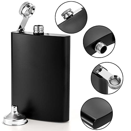 Lawei 4 Pack Stainless Steel Black Hip Flask Set Leakproof Flask with 4 Free Bonus Funnel - 240ml/ 8 oz — view 3
