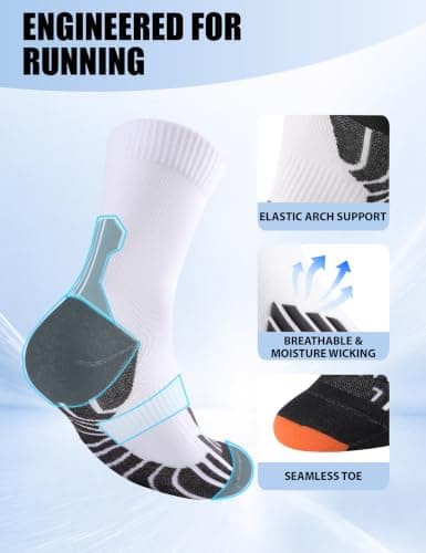 Lounwee Crew Compression Running Socks: 15-20 mmhg Arch Support Compression — view 5