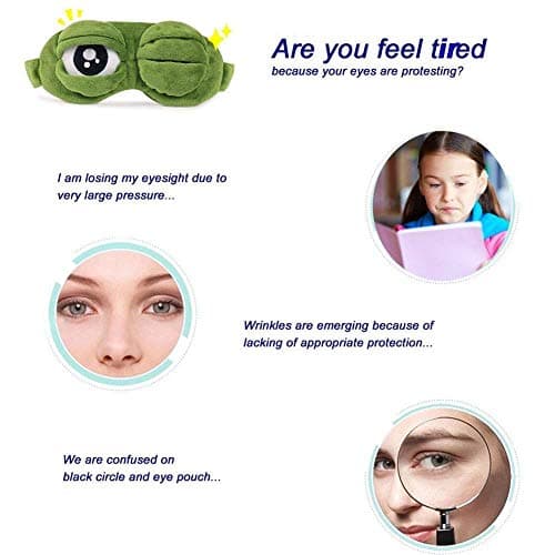SwirlColor Frog Eye Mask, 3D Sleep Mask with Adjustable Strap for Kids & Adults, Funny Cartoon Blindfold for Travel and Comfortable Rest 1pcs — view 3