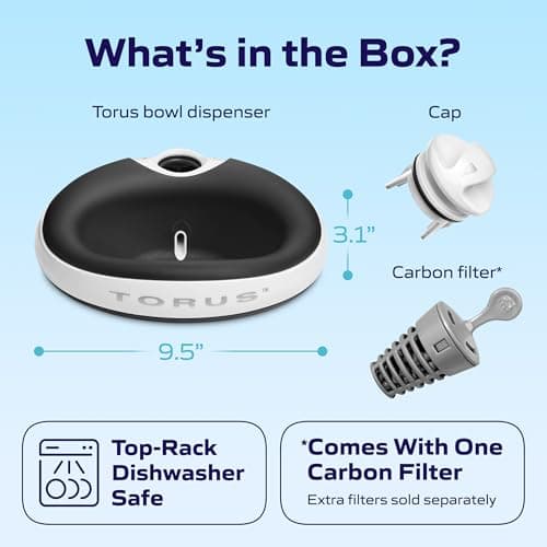 Torus Pet MINI Filtered Water Bowl (Charcoal) - 1 Liter – Home and Travel Bowl - Autofill - Portable - Antimicrobial - BPA Free - Cat - Small Dog — view 6