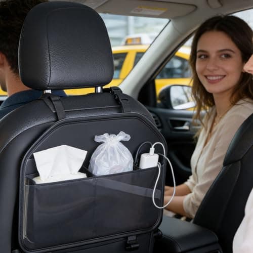 Car Tablet Holder - Adjustable Strap, Touch Screen Access, Anti-Slip Pocket, Fabric, Car Tabllet Holder | Seat Back Organizer, Tablet Storage Bag for Kids Entertainment Travel Road Trip SUV — view 2