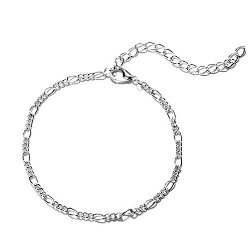 GREENLANS Fashion Anklets, Summer Beach Moon Sandals Barefoot Ankle Bracelet 4Pcs/Set, Birthday Christmas Valentines Day Decor Gift Silver — view 5
