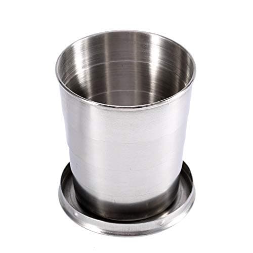 Stainless Steel Folding Cup - Camping Mug Collapsible Drink Glass Tumbler with Lids Keychain for Outdoor Travel Camping Hiking Fishing Mountaineering,Retractable Telescopic Portable (Size : L) — view 4