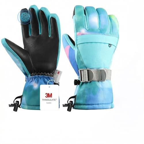 Pnosnesy Ski Gloves, Waterproof Snow Gloves Thermal Breathable Winter Gloves, Windproof Touchscreen Cold Weather Gloves for Men Women Kids