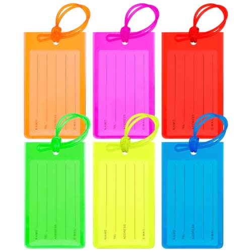 TIECHI 6PCS Luggage Tags for Suitcases, Colourful Cruise Luggage Tag Holder with String & ID Card, Travel Accessories for Suitcase Identification