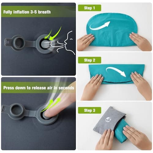 JetsCush Camping Pillow Inflatable Lightweight Travel Pillow Teal — view 5