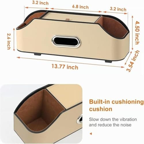 budiniao Leather Car Organizer Cup Holder Phone Mount Tissue,beige — view 2